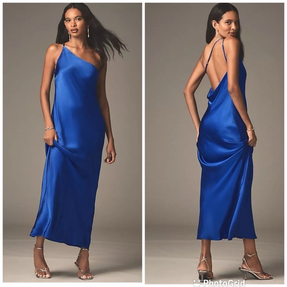 Shona Joy Dresses & Skirts - Shona Joy Tatum One-Shoulder Draped Cowl-Back Maxi Dress in Grenadine